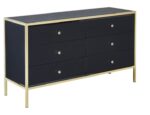 birlea Fenwick Black Glass & Gold 6 Drawer Chest-0
