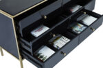 birlea Fenwick Black Glass & Gold 6 Drawer Chest-7596
