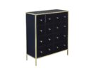Birlea Fenwick Black Glass & Gold 12 Drawer Merchant Chest-7601