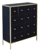 Birlea Fenwick Black Glass & Gold 12 Drawer Merchant Chest-0