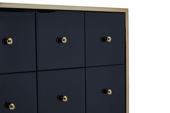 Birlea Fenwick Black Glass & Gold 12 Drawer Merchant Chest-7599