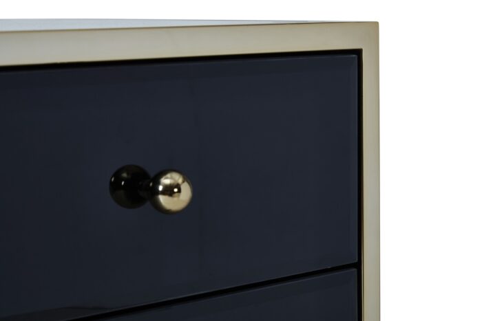 birlea Fenwick Black Glass & Gold 4 Drawer Chest-7593