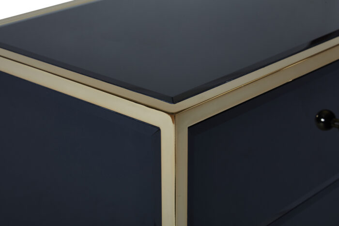 birlea Fenwick Black Glass & Gold 2 Drawer Bedside-7592