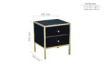 birlea Fenwick Black Glass & Gold 2 Drawer Bedside-18152