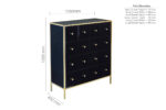 Birlea Fenwick Black Glass & Gold 12 Drawer Merchant Chest-18163