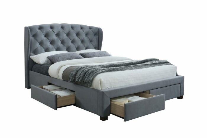 birlea fabic Hope Bed grey velvet-0