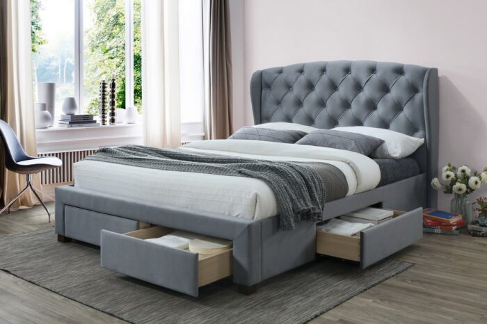 birlea fabic Hope Bed grey velvet-7525