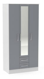 Birlea Lynx 3 Door 2 Drawer Robe with Mirror-0