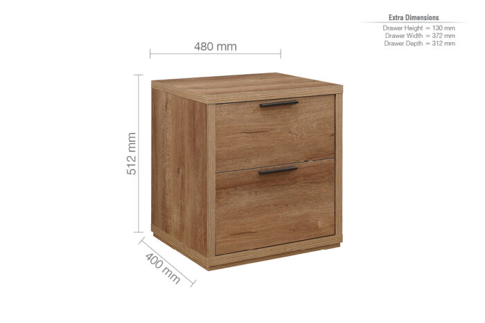 birlea Stockwell 2 Drawer Bedside-15025
