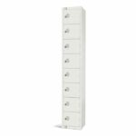 All White Metal 8 Door Personal Storage Locker-7406
