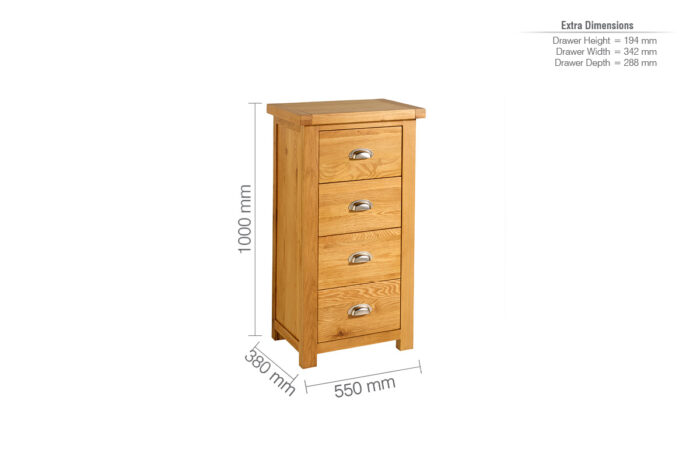 birlea Woburn 4 Drawer Narrow Chest-15102