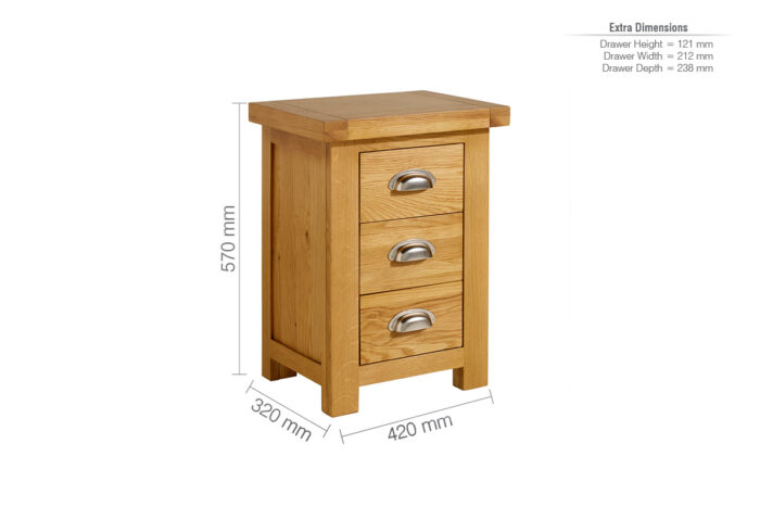 birlea Woburn Small 3 Drawer Bedside-15055
