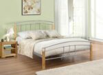 birlea Tetras Metal Bed with Wooden Legs beech & sliver-7760