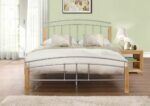 birlea Tetras Metal Bed with Wooden Legs beech & sliver-7759