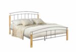 birlea Tetras Metal Bed with Wooden Legs beech & sliver-0