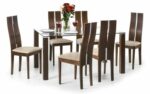 Julian Bowen Cayman Dining Chair Walnut Finish Beige Linen Seat-10604