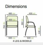 Dams Santana 4 leg mobile chair with plastic seat and back-9677