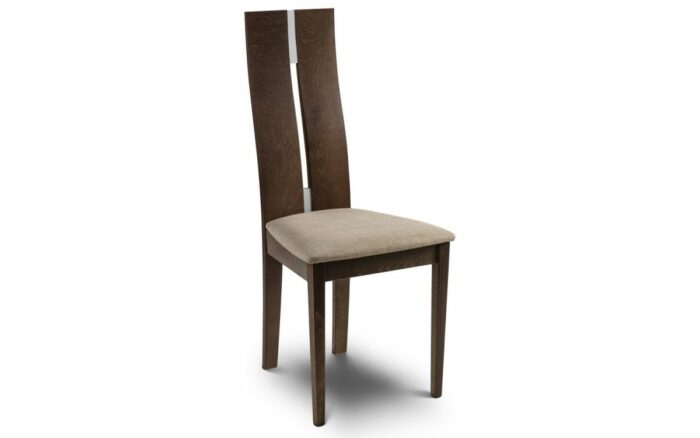 Julian Bowen Cayman Dining Chair Walnut Finish Beige Linen Seat-0