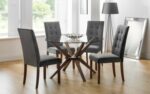 Julian Bowen Madrid Grey Velvet & Walnut Dining chair-10608