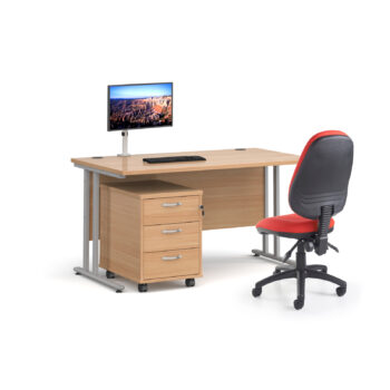 BIG DEALS Bundle Silver Frame, Desk, Chair, Pedestal & Monitor Arm-0