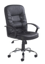 Dams Hertford high back managers chair - black leather faced-0