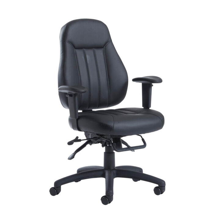 Dams Zeus medium back 24hr task chair - black faux leather-0