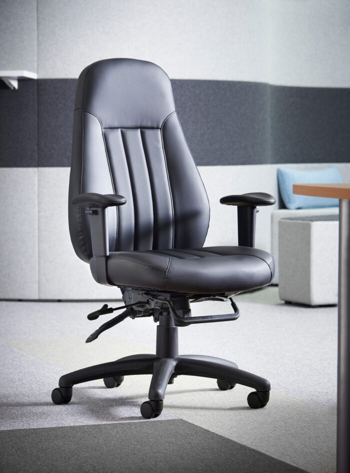 Dams Zeus high back 24hr task chair - black faux leather-10525