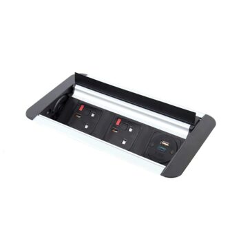 DAMS Eclipse in-table rollover power module 2 x UK sockets, 1 x TUF (A&C connectors) USB charger-0