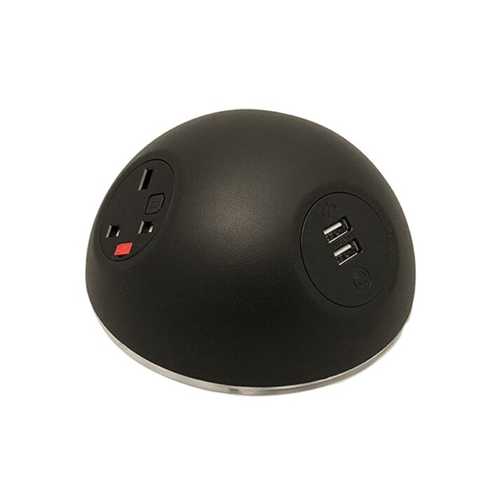 DAMS Pluto domed on-surface power module with 2 x UK sockets, 1 x TUF (A&C connectors) USB charger-0