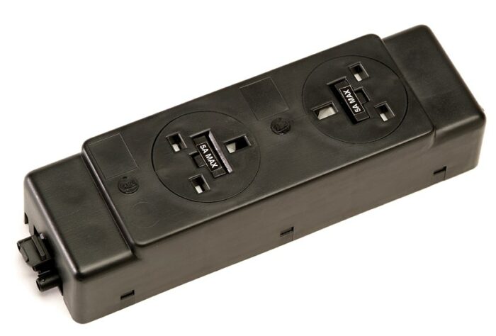 DAMS Under desk power bar 2 x UK sockets - black-0