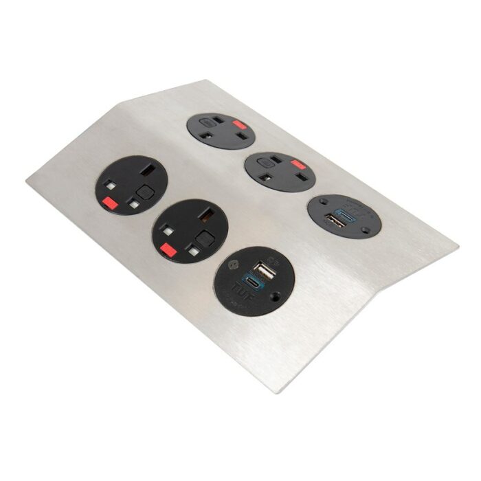 DAMS Tholus in-table power module 4 x UK sockets, 2 x TUF (A&C connectors) USB charger-0