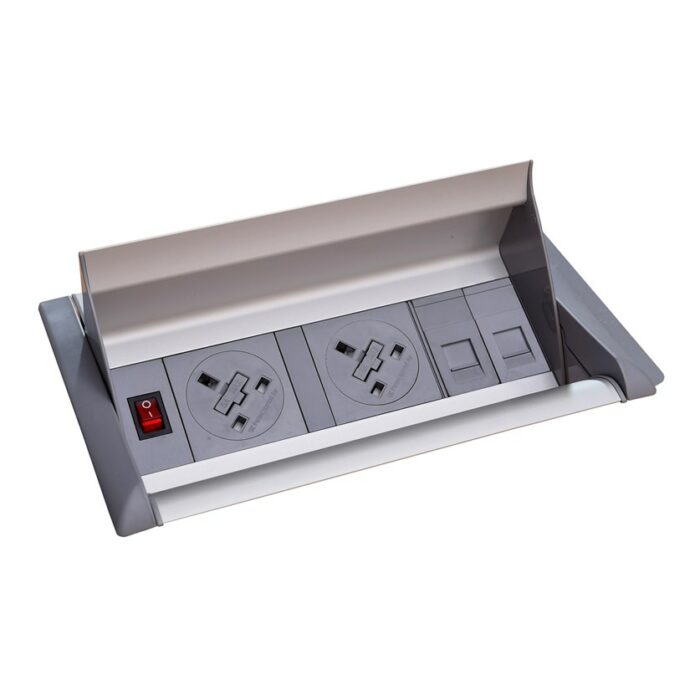 DAMS Aero fliptop in-table power module 2 x UK sockets , 2 x RJ45 sockets-0