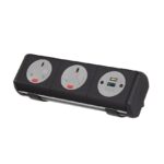 DAMS Hubble clip-on power module 2 x UK sockets, 1 x TUF (A&C connectors) USB charger-0