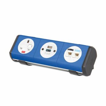 DAMS Hubble clip-on power module 1 x UK socket, 1 x TUF (A&C connectors) USB charger, 2 x RJ45 sockets-0
