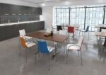 DAMS Roma square dining table with 4 leg chrome base 700mm -800mm-13758