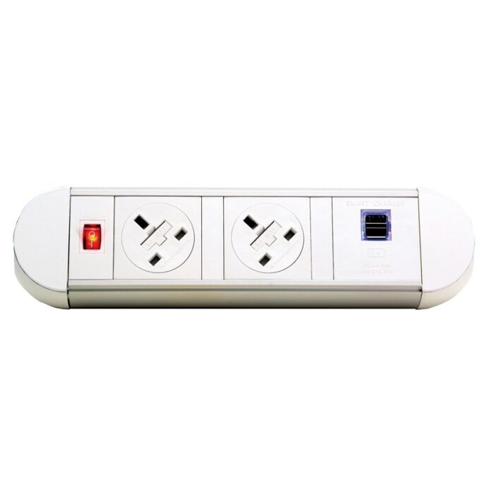 DAMS Chroma clip-on power module 2 x UK sockets, 1 x twin USB fast charge -0