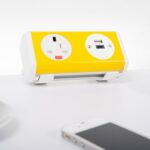 DAMS Hubble clip-on power module 2 x UK sockets, 1 x TUF (A&C connectors) USB charger-11734