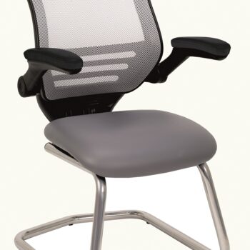 Alliance Chrome Mesh Back Cantilever Chair with Fold Back Arms-0
