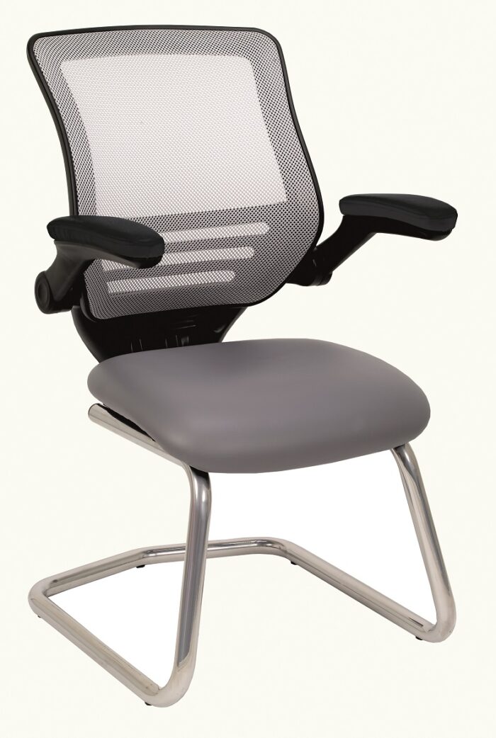 Alliance Chrome Mesh Back Cantilever Chair with Fold Back Arms-0
