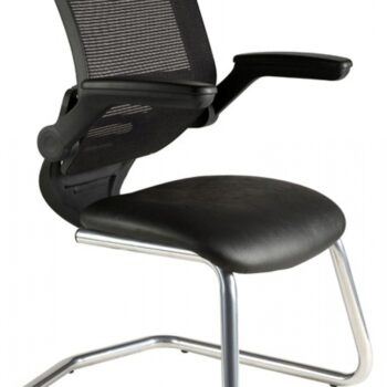 Alliance Chrome Mesh Back Cantilever Chair with Fold Back Arms-0