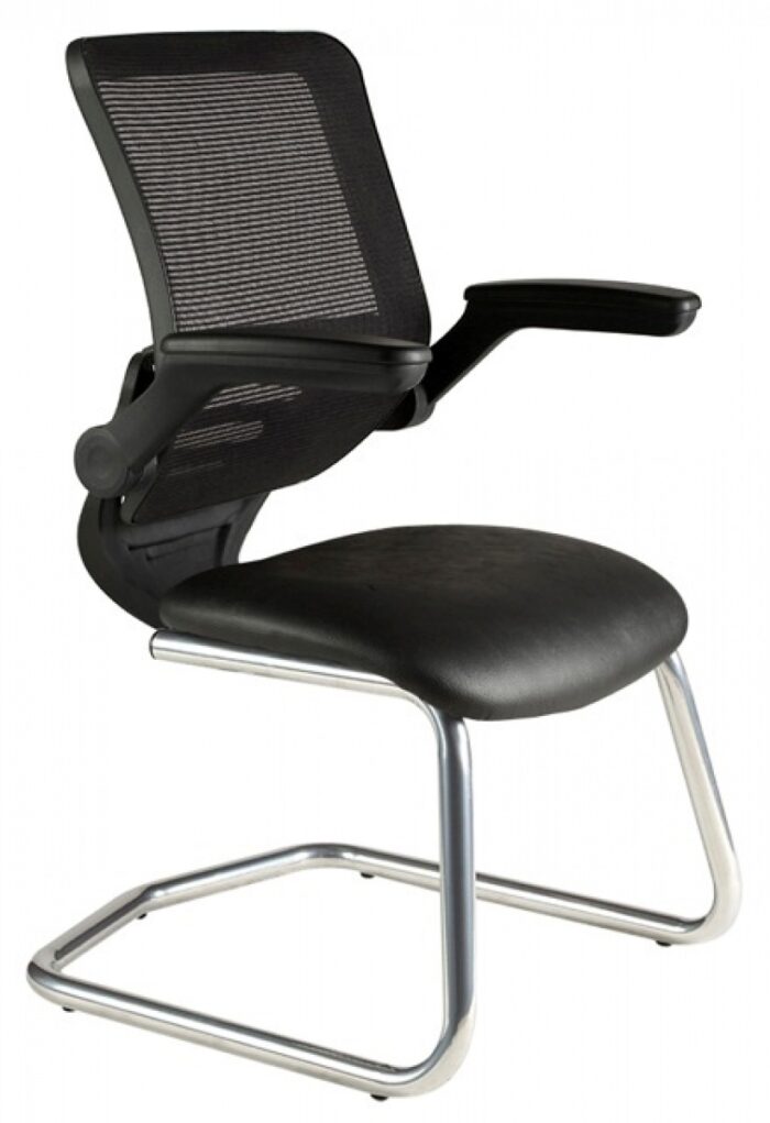 Alliance Chrome Mesh Back Cantilever Chair with Fold Back Arms-0