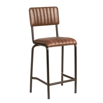 Zap Core Industrial Style Faux Leather Stool - Mid Height-0