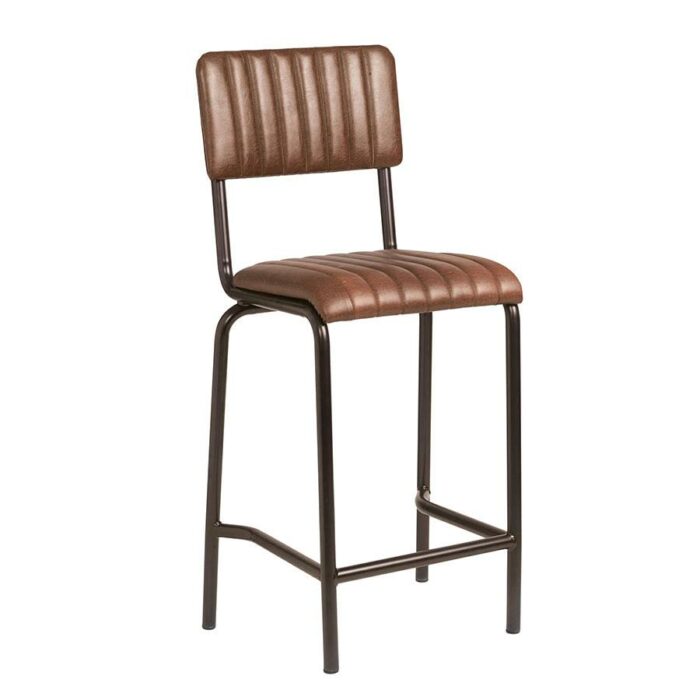 Zap Core Industrial Style Faux Leather Stool - Mid Height-0