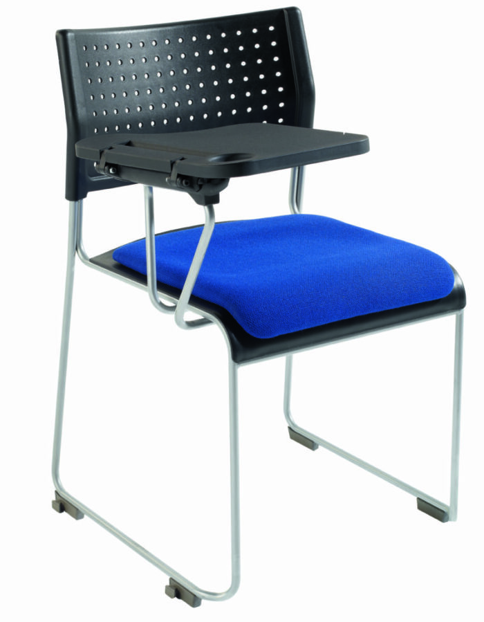 Alliance Public Side Chair with Upholstered Seat and Right Hand Sitting Writing Tablet (Silver Frame Standard)-0
