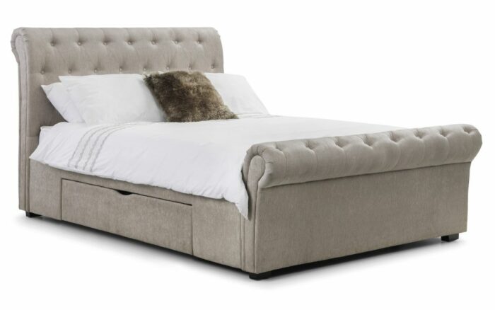 julian bowen fabric Ravello Storage Bed with 2 Drawers-mink chenille-0