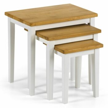 julian bowen Cleo Nest of Tables - Two Tone White/Oak Finish-0