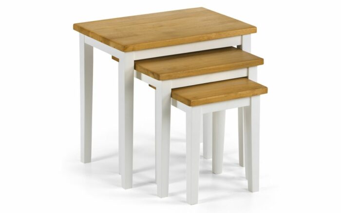 julian bowen Cleo Nest of Tables - Two Tone White/Oak Finish-0