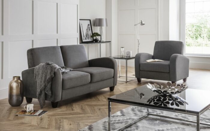 julian bowen Vivo 2 Seater Sofa in Dusk Grey Chenille-16518