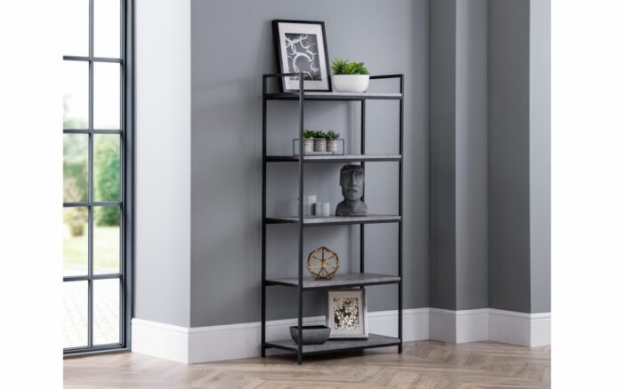 julian bowen Staten Tall Bookcase Concrete Effect-16567