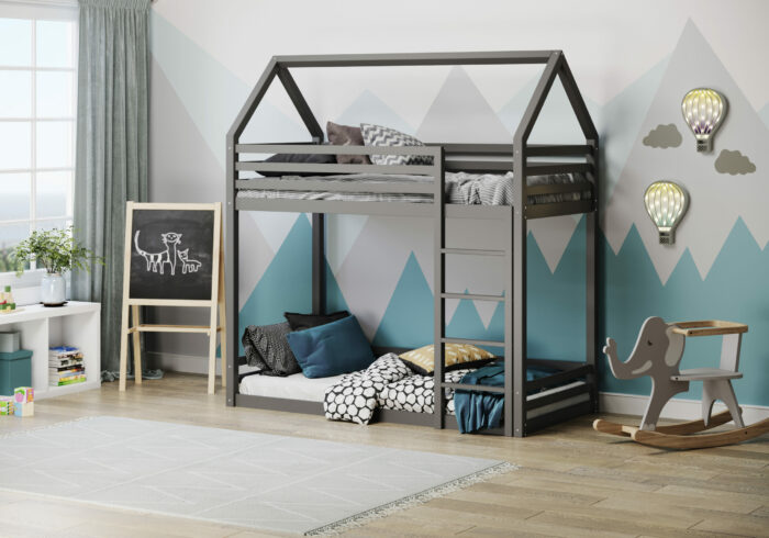 Flair Play House Grey or White Wooden Bunk Bed-0